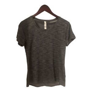 lululemon Beat The Heat Short Sleeve Heathered Gray Black Mesh Back Women’s 10